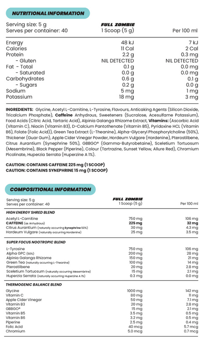 Zombie Labs - Molotov Thermogenic Fat Burner- 200g - POSSESSED PINE MANGO